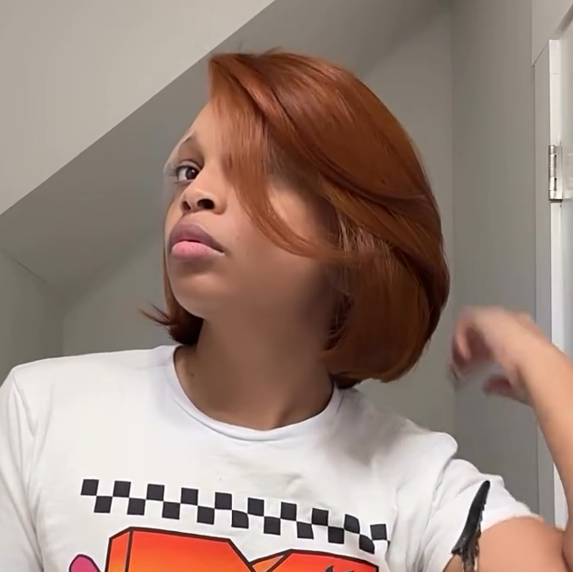 Copper Brown Wavy Layered Bob 13x4 Lace Front Wig