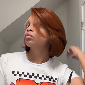 Copper Brown Wavy Layered Bob 13x4 Lace Front Wig