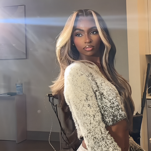 613 Balayage Blonde Highlight Layered Cut Wave 5×5 Lace Wig