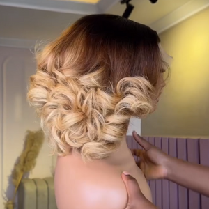 Balayage 613 Blonde Mix Brown With Dark Root Wave Lace Wig