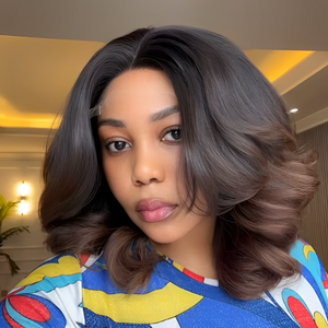 Bottom Brown Layered Cut Wavy Blowout Lace Closure Wig