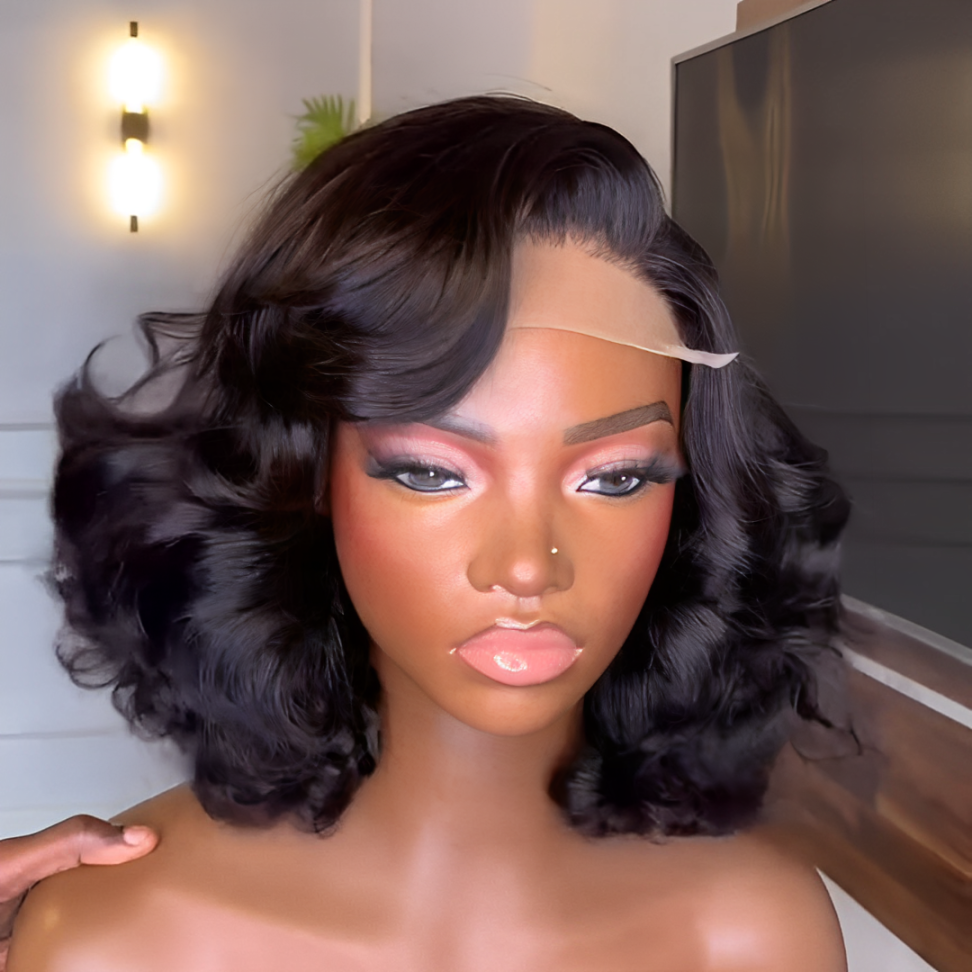 Natural Black Layered Wavy 13x4 Lace Frontal Wig