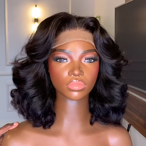 Natural Black Layered Wavy 13x4 Lace Frontal Wig