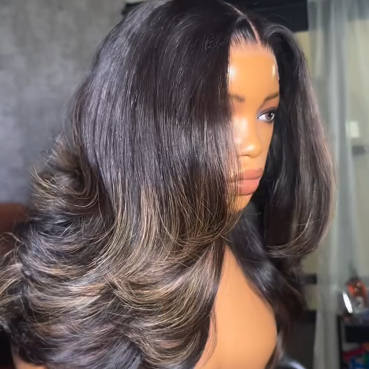 Natural Black with Blonde Highlight Body Wave 5×5 HD Lace Closure Wig