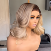 613 Blonde Body Wave Bob With Brown Root 13x4 Lace Front Wig