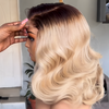 613 Blonde Body Wave Bob With Brown Root 13x4 Lace Front Wig