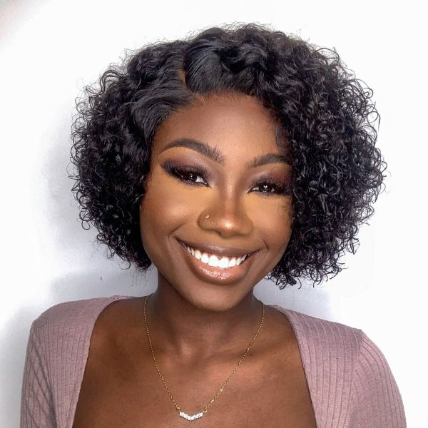 Summer Vibes Bouncy Curly Pixie Cut Hair 5x5 Lace Closure Wig