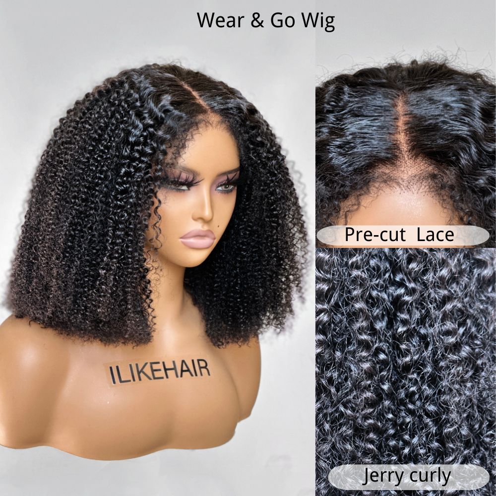 Wear & Go Jerry Curly 5x5 Pre Cut Lace Closure Wig