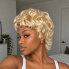 Vintage Darling 613 Blonde Curly Mullet 13x6 Lace Wig with Curled Bangs