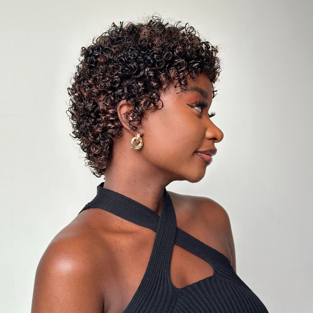 Glueless Light Blonde Highlights Afro Curls Short Curly Wig P2/27