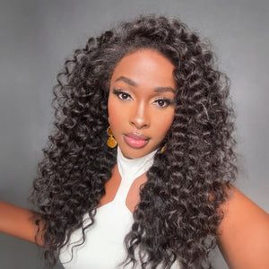 Fluffy Wand Curls With 4C Kinky Edges HD Lace  Wig