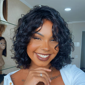 Wet Short Water Wave Bob 13×4 Lace Front Wig