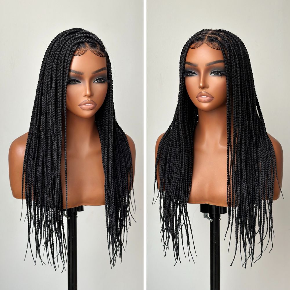 Full Lace Box Braided with Baby Hair Micro Twist Bohemian Invisi Drawstring Wig