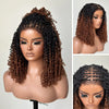 Ombre Brown Full Lace Knotless Yanky Twists Crochet Braids Invisi Drawstring Wig
