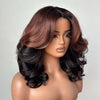 Brown Highlight Layered Wave Human Hair Wig