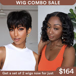 Wig Combo 11-Pixie Wig+ Wavy Kinky Edges Bob Wig