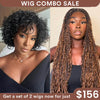 Wig Combo 14-Pixie Curly Wig+ Full Lace Box Braids Wig 4 Colors