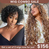 Wig Combo 14-Pixie Curly Wig+ Full Lace Box Braids Wig 4 Colors