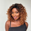 Glueless Ombre Brown Curly Human Hair Wig