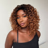 Glueless Ombre Brown Curly Human Hair Wig