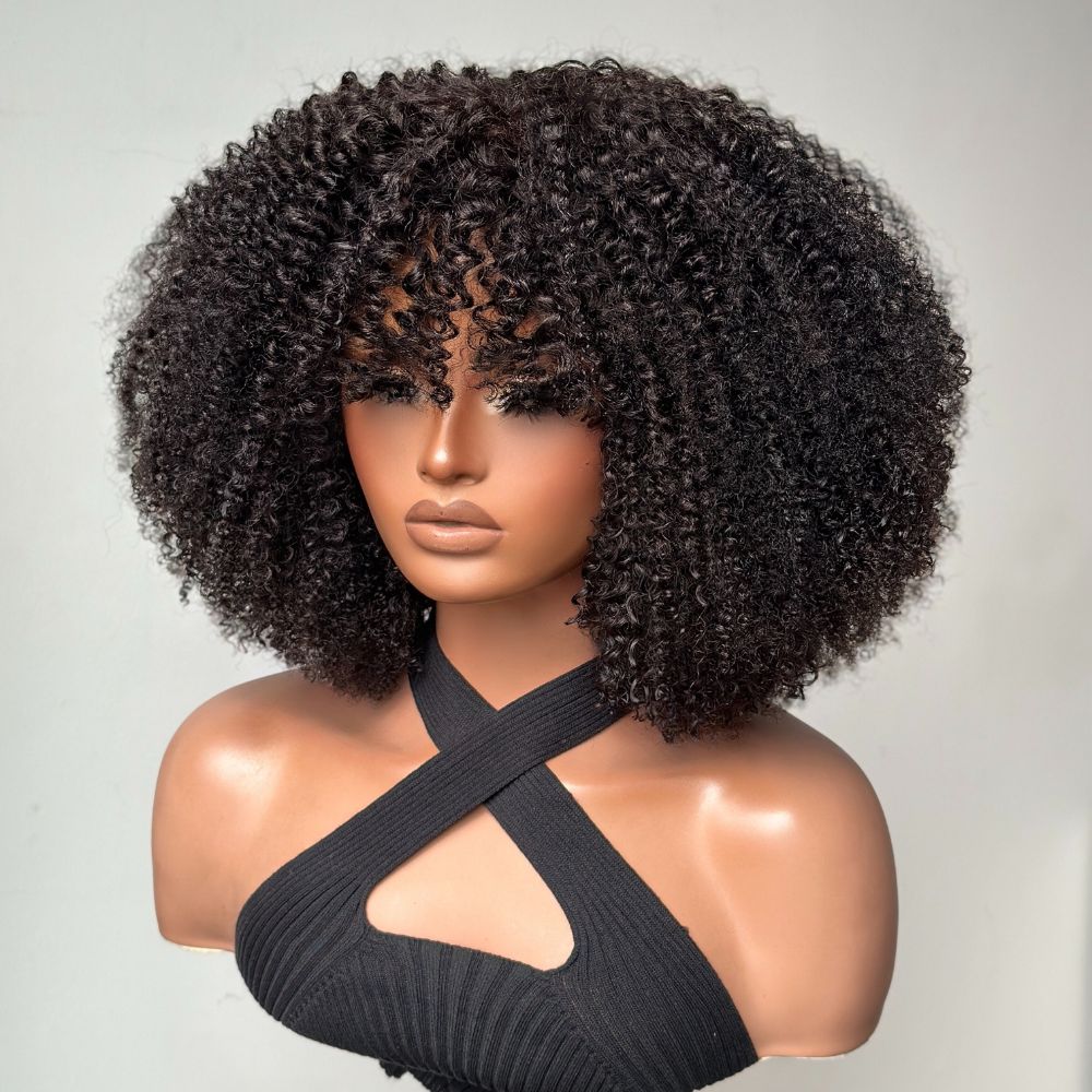 
            
                Load image into Gallery viewer, Afro Kinky Curly Glueless Wig With Bangs
            
        