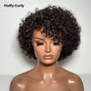 Voluminous Curly Human Hair Wig With Bangs