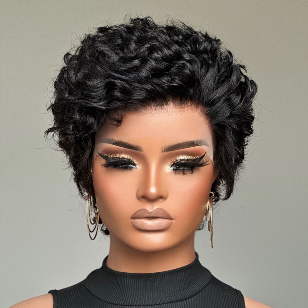 
            
                Load image into Gallery viewer, Boss Lady Short Pixie Cut Curly 13x2 Lace Front Wig
            
        