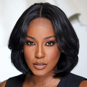 Glueless Blowout Layered Cut Bob 5x5 Lace Closure Wig