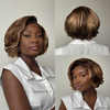 Blonde Highlights Rich Layered Volume Bob 5x5 Lace Wig