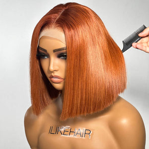 Beginner Friendly Ginger Silky Straight 5x5 Lace Closure Bob Wig