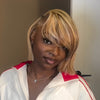 613 Blonde Highlight With Brown Bob 13×4 Lace Frontal Wig with Swoop Bang