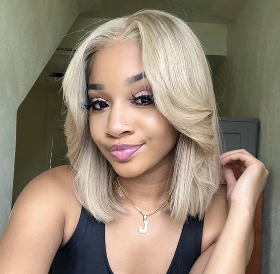 613 Blonde Layered Cut Straight Bob Lace Closure Wig