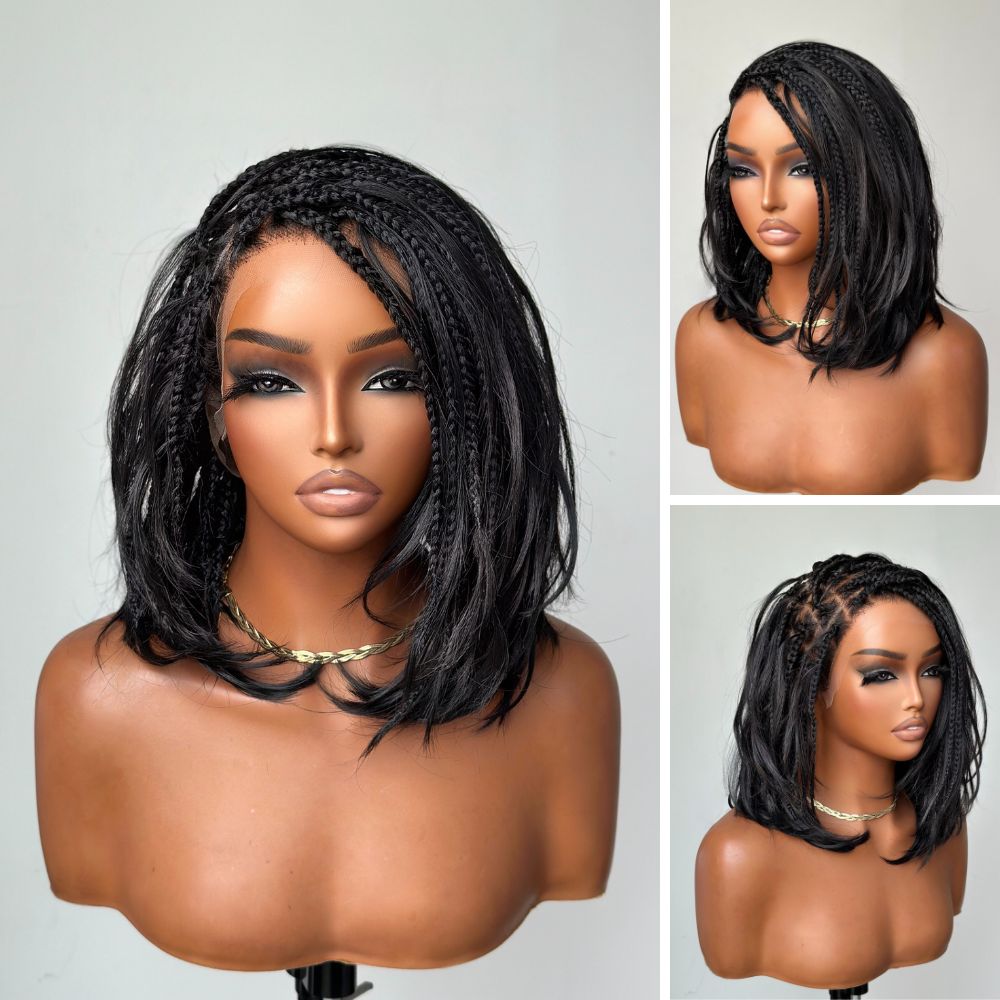 Full Lace Knotless Boho Braided French Curls Invisi Drawstring Wig