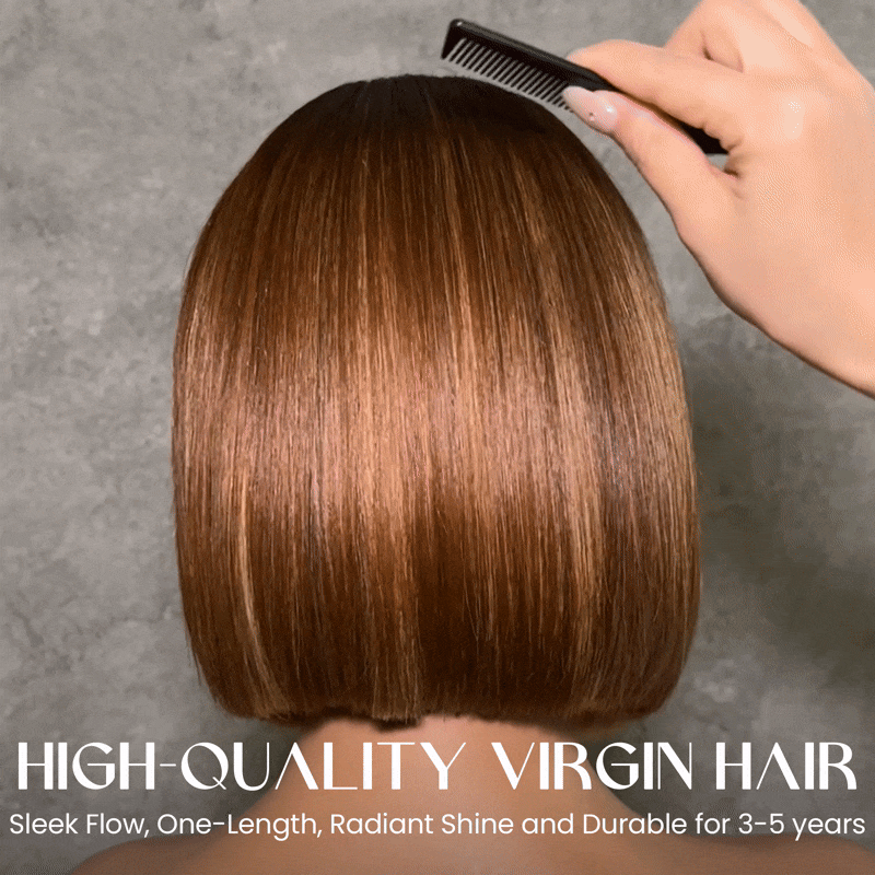 
            
                Load image into Gallery viewer, Ombre Brown With Honey Blonde Highlights Adjustable Cap Virgin Hair Bob HD Lace Wig
            
        