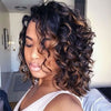 Short Bob Bouncy Loose Curly Blonde Highlight Lace Front Wig