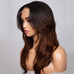 Ombre Brown Layered Cut 13x4 Lace Front Wigs