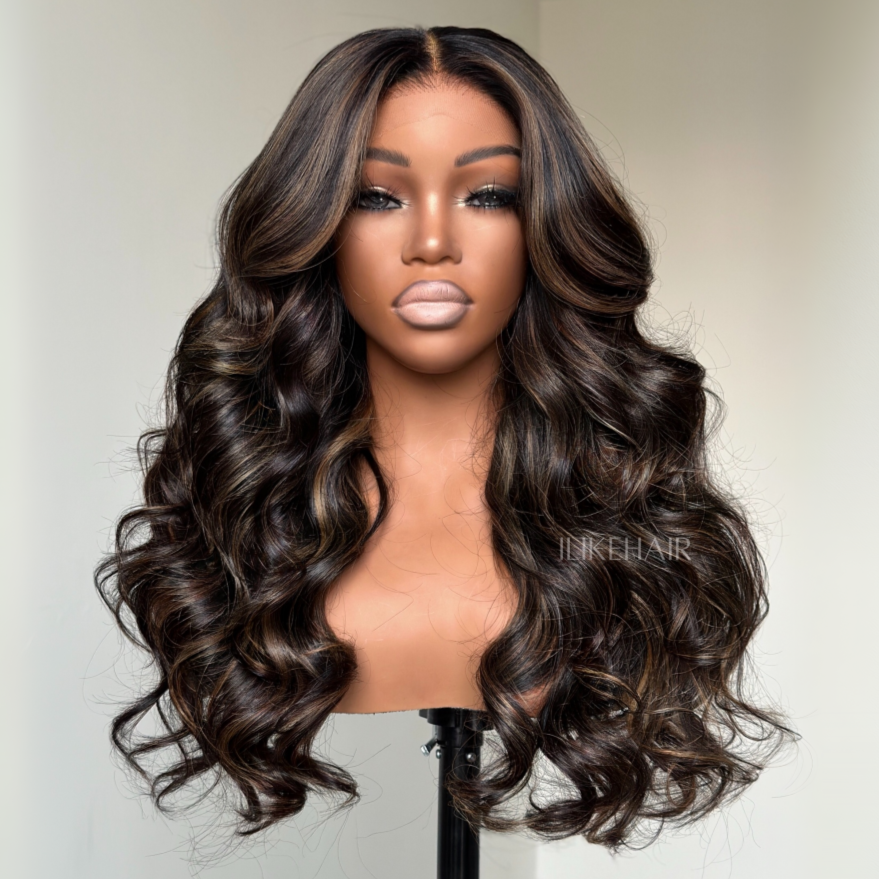 Balayage Blonde Highlight Long Body Wave Lace Wig