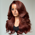 Luxurious Reddish Brown Layered Body Wave 13x4 Lace Frontal Wig