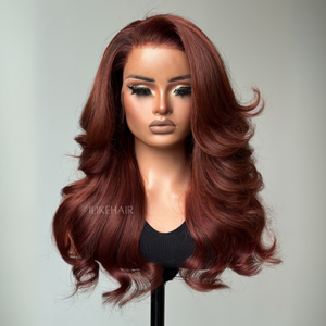 Luxurious Reddish Brown Layered Body Wave 13x4 Lace Frontal Wig