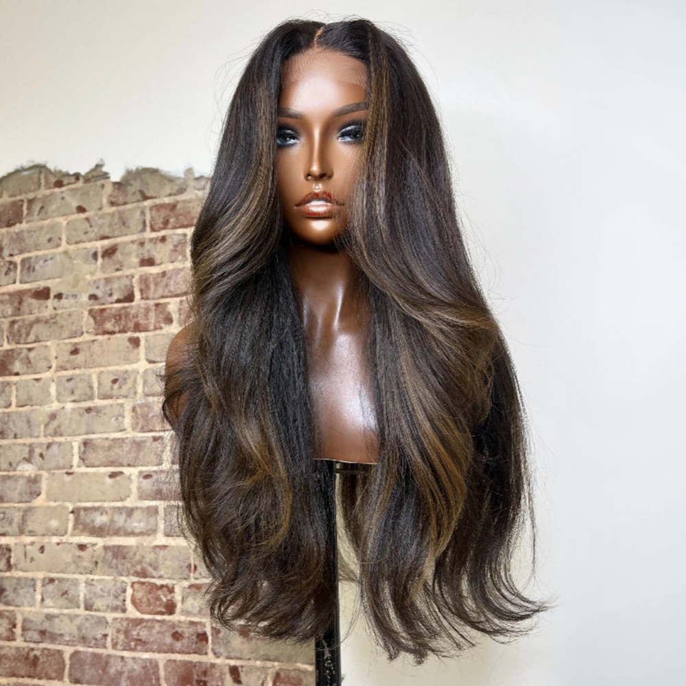 Body Wave With Blonde Highlight Layered Cut 5×5 Lace Closure Wig