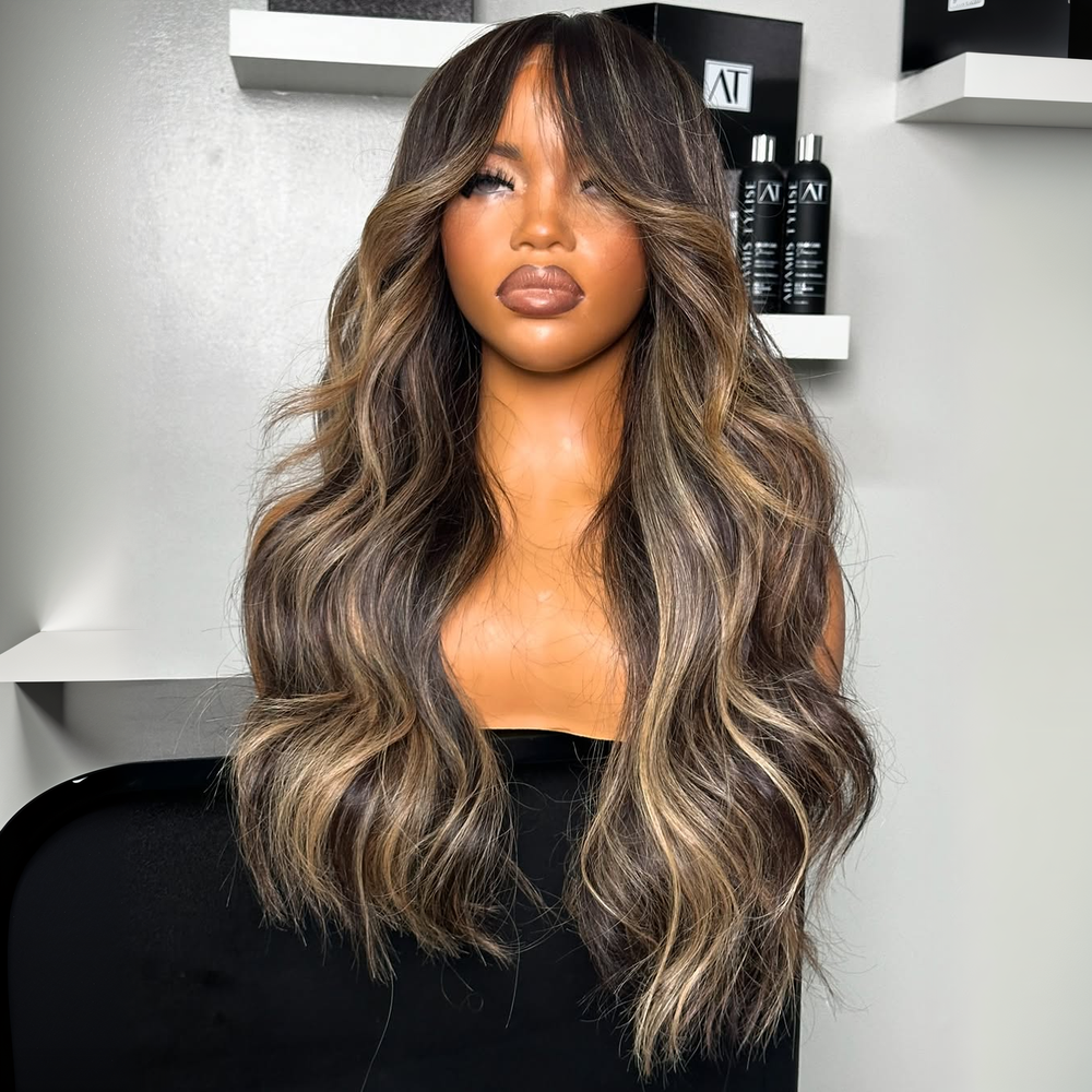 Put On ＆ Go Balayage Blonde Highlight Layered Wavy Lace Closure Wig