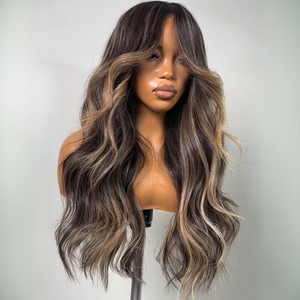 Put On ＆ Go Balayage Blonde Highlight Layered Wavy Lace Closure Wig