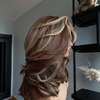 613 Blonde Highlight With Brown Root Layered Wavy Lace Wig
