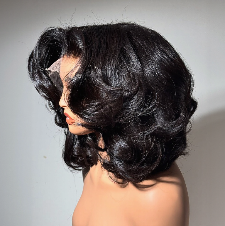 Natural Black Bouncy Loose Wave 13×4 Lace Front Wig