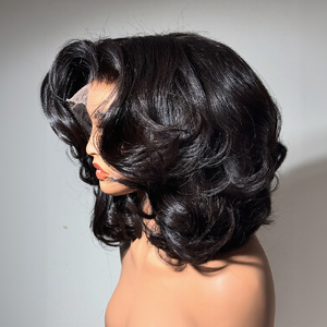 Natural Black Bouncy Loose Wave 13×4 Lace Front Wig