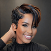 Boss Lady Style Short Pixie 13×6 Lace Wig with Highlights Side-Swept Bangs