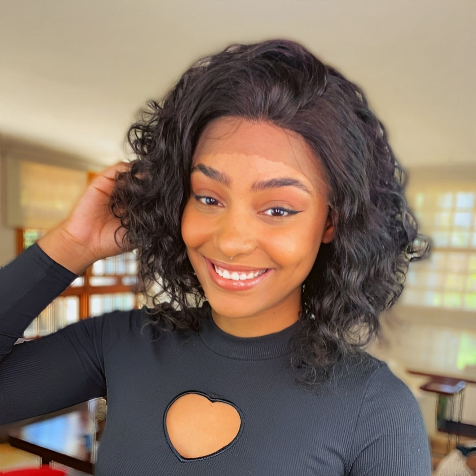 Wet & Wavy Side Part Water Wave Bob 13×4 Lace Front Wig