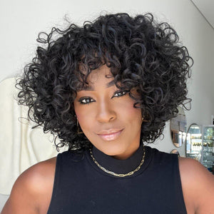 Put On ＆ Go Glueless Short Bob Curly 13×4 Lace Front Human Hair Wig