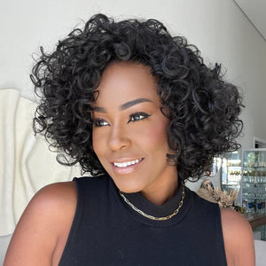 Put On ＆ Go Glueless Short Bob Curly 13×4 Lace Front Human Hair Wig