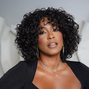 Put On ＆ Go Glueless Short Bob Curly 13×4 Lace Front Human Hair Wig